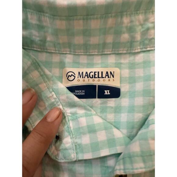 Magellan Shirt Mens XL Green White Gorpcore Plaid Short Sleeve Fishing Outdoors - Picture 2 of 8
